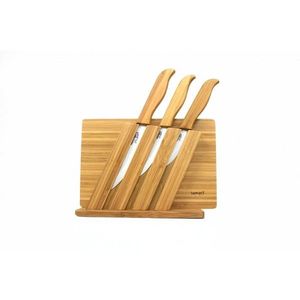 Cuțite ceramice + tocător din bambus imagine