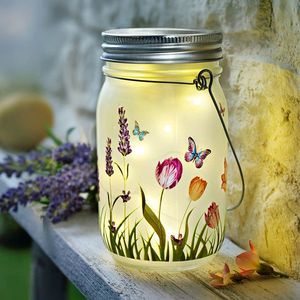 Lampă din sticlă cu LED Butterfly Meadow imagine