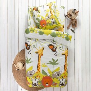 Lenjerie de pat pentru copii Jungle cu imprimeu cu animale, bumbac imagine