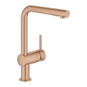 Baterie bucatarie Grohe Minta cu dus extractibil dual spray pipa L brushed warm sunset imagine