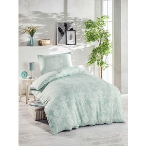 Lenjerie de pat pentru o persoana 2 piese, Pure - Green, EnLora Home, 65% bumbac/35% poliester imagine