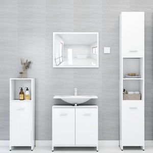 vidaXL Set mobilier de baie, 4 piese, alb, lemn prelucrat imagine
