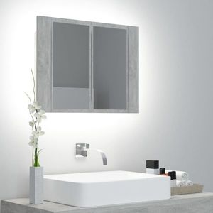 vidaXL Dulap de baie cu oglindă și LED, gri beton, 60x12x45 cm imagine