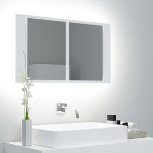 vidaXL Dulap de baie cu oglindă și LED, alb, 80x12x45 cm imagine