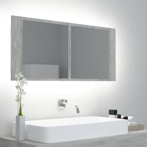 vidaXL Dulap de baie cu oglindă & LED, gri beton, 100x12x45 cm acril imagine