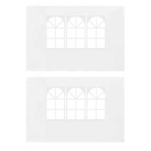 vidaXL Perete lateral cort petrecere, 2 buc, alb, PE, cu fereastră imagine