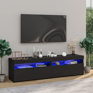 vidaXL Comode TV cu lumini LED, 2 buc., negru, 75x35x40 cm imagine