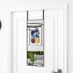 vidaXL Oglindă pentru ușă, negru, 30x80 cm, sticlă și aluminiu imagine