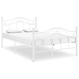 vidaXL Cadru de pat, alb, 120x200 cm, metal imagine