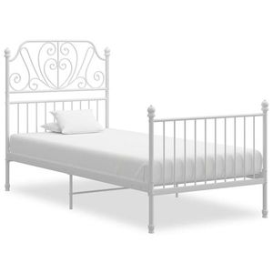 vidaXL Cadru de pat, alb, 100x200 cm, metal imagine