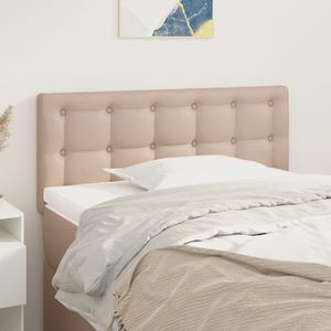 vidaXL Tăblie de pat, cappuccino, 100x5x78/88 cm, piele ecologică imagine