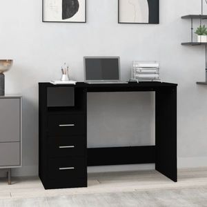 vidaXL Birou cu sertare, negru, 102x50x76 cm, lemn prelucrat imagine