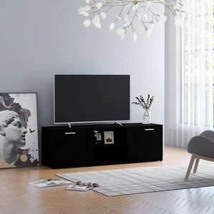 vidaXL Comodă TV, negru, 120 x 34 x 37 cm, PAL imagine