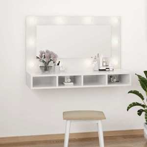 vidaXL Dulap cu oglindă și LED, alb extralucios, 90x31, 5x62 cm imagine