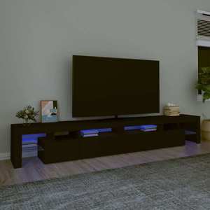 vidaXL Comodă TV cu lumini LED, negru, 260x36, 5x40cm imagine