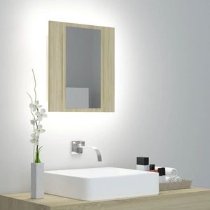 vidaXL Dulap de baie cu oglindă și LED, stejar Sonoma, 40x12x45 acril imagine