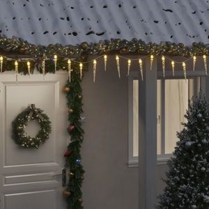 vidaXL Luminițe de Crăciun țurțuri 100 LED-uri alb cald 10 m PVC acril imagine