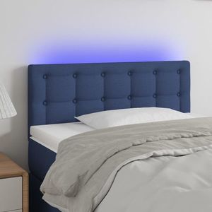 vidaXL Tăblie de pat cu LED, albastru, 80x5x78/88 cm, textil imagine