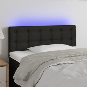 vidaXL Tăblie de pat cu LED, negru, 100x5x78/88 cm, textil imagine