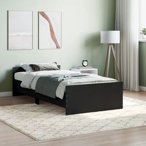 vidaXL Cadru de pat, negru, 100x200 cm, lemn prelucrat imagine