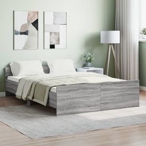 vidaXL Cadru de pat cu tăblie la cap/picioare, gri sonoma, 140x190 cm imagine