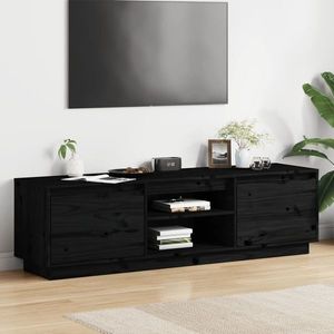 vidaXL Comodă TV, negru, 140x35x40 cm, lemn masiv de pin imagine