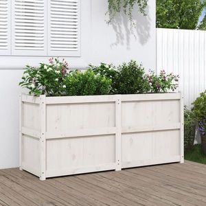 vidaXL Jardinieră de grădină, alb, 150x50x70 cm, lemn masiv de pin imagine