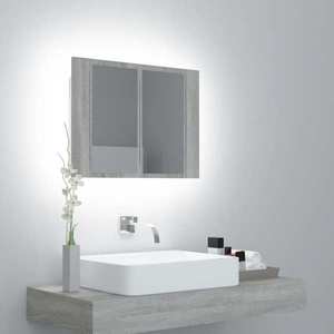 vidaXL Dulap cu oglindă & LED gri sonoma 60x12x45 cm lemn compozit imagine