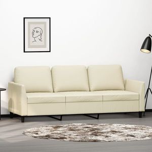 vidaXL Canapea cu 3 locuri, crem, 180 cm, piele ecologică imagine