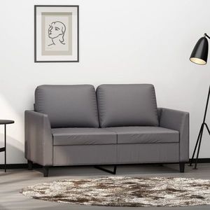 vidaXL Canapea cu 2 locuri, gri, 120 cm, piele ecologică imagine