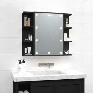 vidaXL Dulap cu oglindă și LED, negru, 70x16, 5x60 cm imagine