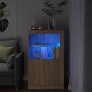 vidaXL Dulap lateral cu lumini LED, stejar sonoma, lemn prelucrat imagine