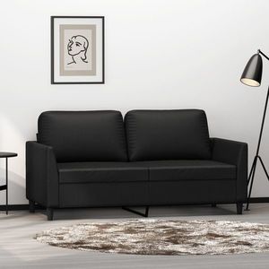 vidaXL Canapea cu 2 locuri, negru, 140 cm, piele ecologică imagine