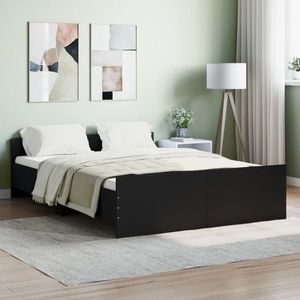 vidaXL Cadru pat cu tăblie de cap/picioare, negru, 140x190 cm imagine