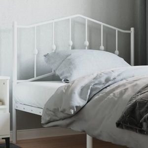 vidaXL Tăblie de pat metalică, alb, 107 cm imagine