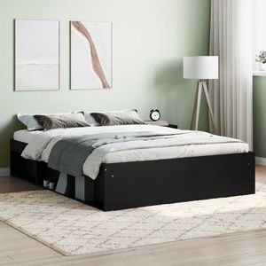 vidaXL Cadru de pat dublu, negru, 135x190 cm imagine