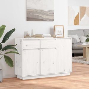 vidaXL Servantă, alb, 110x34x75 cm, lemn masiv de pin imagine