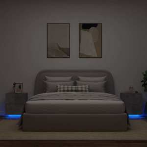 vidaXL Noptiere cu lumini LED, 2 buc., gri beton, lemn prelucrat imagine