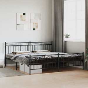 vidaXL Cadru pat metalic cu tăblii de cap/picioare, negru, 193x203 cm imagine