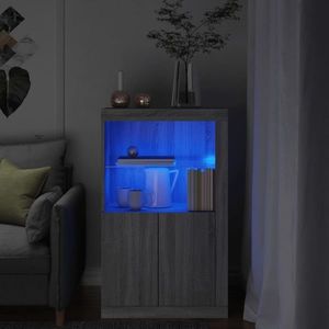 vidaXL Dulap lateral cu lumini LED, gri sonoma, lemn prelucrat imagine