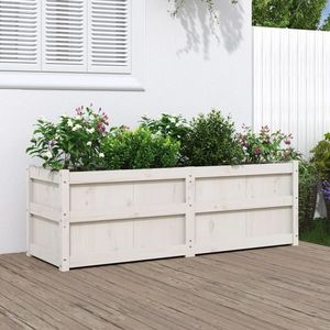vidaXL Jardinieră de grădină, alb, 150x50x50 cm, lemn masiv de pin imagine