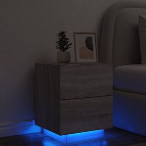 vidaXL Noptieră cu lumini LED, sonoma gri, lemn prelucrat imagine