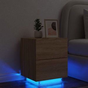 vidaXL Noptieră cu lumini LED, stejar sonoma, lemn prelucrat imagine