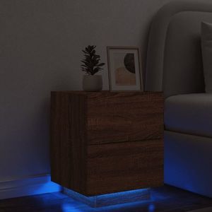 vidaXL Noptieră cu lumini LED, stejar maro, lemn prelucrat imagine