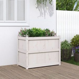 vidaXL Jardinieră de grădină, alb, 90x50x70 cm, lemn masiv de pin imagine
