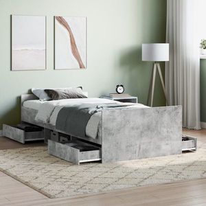 vidaXL Cadru de pat cu tăblie la cap/picioare, gri beton, 90x190 cm imagine
