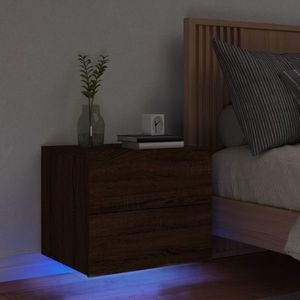 vidaXL Noptieră montată pe perete cu lumini LED, stejar maro imagine