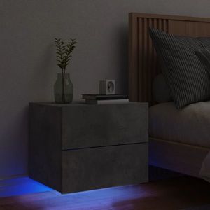 vidaXL Noptieră montată pe perete cu lumini LED, gri beton imagine