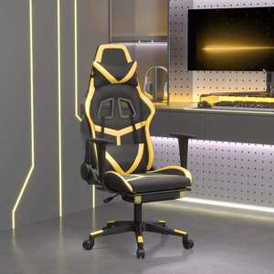 vidaXL Scaun de gaming cu masaj/suport picioare negru/auriu piele eco imagine