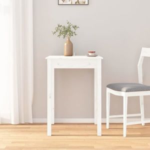 vidaXL Masă de sufragerie, alb, 55x55x75 cm, lemn masiv de pin imagine